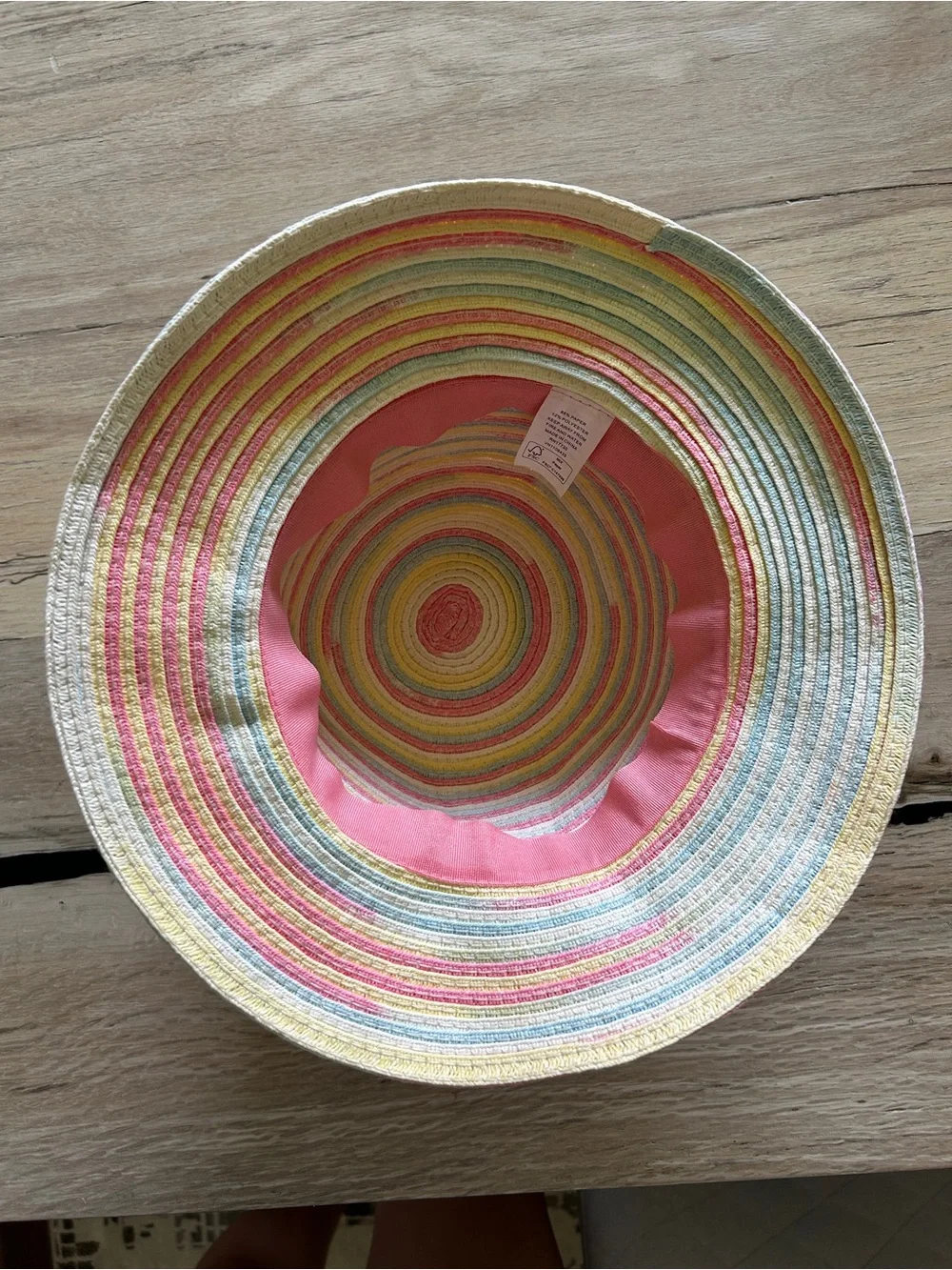 Girls Straw Hat with Multi Color Stripes